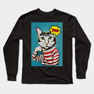 Pop Art Cat inspired by Andy Warhol Long Sleeve T-Shirt